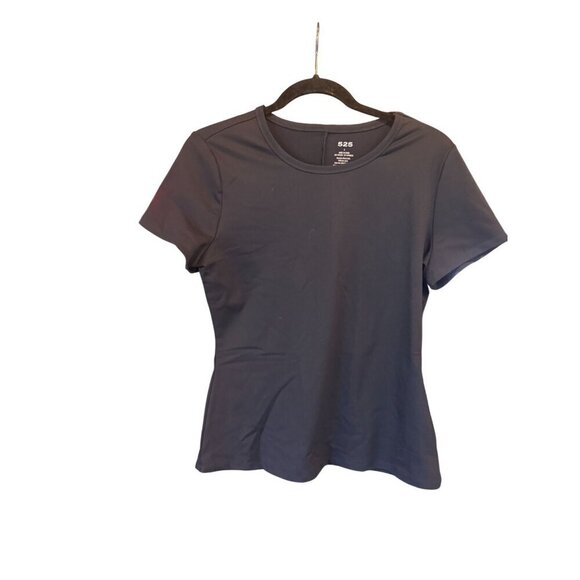 525 Short Sleeve Crew Neck Fitted T-Shirt Nylon Spandex Blend Black Size Large - Picture 1 of 8